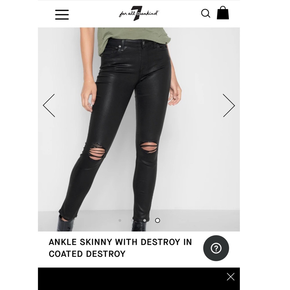 7 For All Mankind | Ankle Skinny with Destroy in Coated Destroy (Black) 27